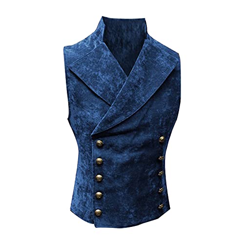 Herren Gothic Steampunk Weste Smoking Anzugweste Männer Mittelalter Kostüm Karneval Waistcoat West Vintage Cosplay Vest Overcoat für Halloween Party Kostüm Silm Fit Smoking Weste von Gefomuofe