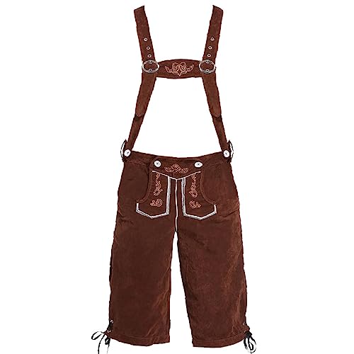 Herren Lederhose Tracht Kurz Bayerische Trachtenlederhosen für Herren Trachtenlederhose Herren Oktoberfest Knielang, Oktoberfest Bayer Bayern-Hose mit Trägern Trachtenhose Knielang Oktoberfest von Gefomuofe