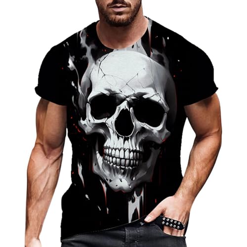 Herren Totenkopf Kurzarm T-Shirt Übergrößen Herren Tshirt Totenköpfe Skull Motiv mit Sense Stinkefinger Spruch Baumwolle atmungsaktiv Golf Casual T-Shirt Herren Totenkopf Kurzarm T-Shirt Übergrößen Herren Tshirt Totenköpfe Skull Motiv mit Sense Stinkefinger Spruch Baumwolle atmungsaktiv Golf Casual T-Shirt von Gefomuofe