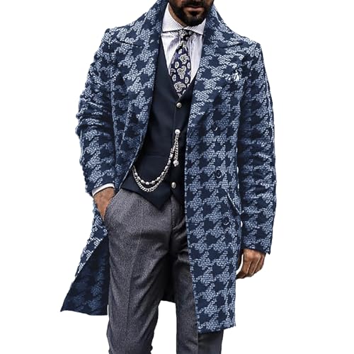 Herren Wintermantel Warm Mantel Wolle Mantel Winter Slim Fit Herrenmantel Zweireihiger Trenchcoat mit Gürtel Revers Zweireihiger Trenchcoat Vintage Windbreaker Überzieher Lange Windbreaker Jacken von Gefomuofe