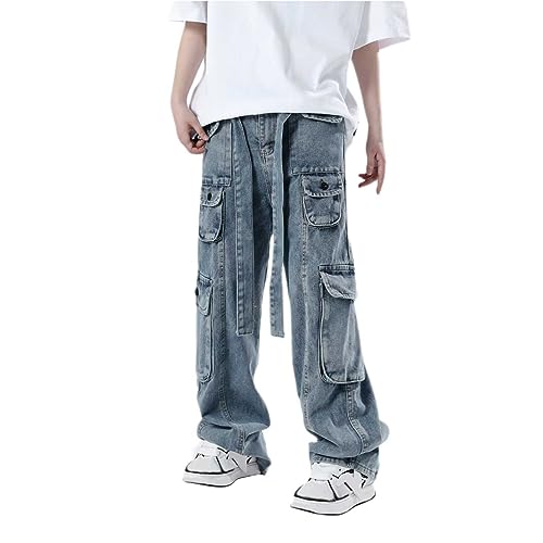 Jeans Herren Teenager y2k Loose Fit Baggy Jeans Herren Jeans Men Hip Hop Jeans Baggy Jeanshose Teenager Jungen Bein Jeans Skateboard Hose Streetwear mit Weitem Bein Freizeit von Gefomuofe