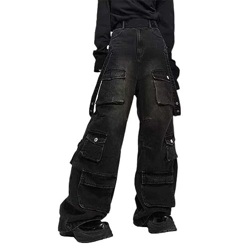 Jeans Herren Teenager y2k Loose Fit Baggy Jeans Herren Jeans Men Hip Hop Jeans Baggy Jeanshose Teenager Jungen Bein Jeans Skateboard Hose Streetwear mit Weitem Bein Freizeit von Gefomuofe