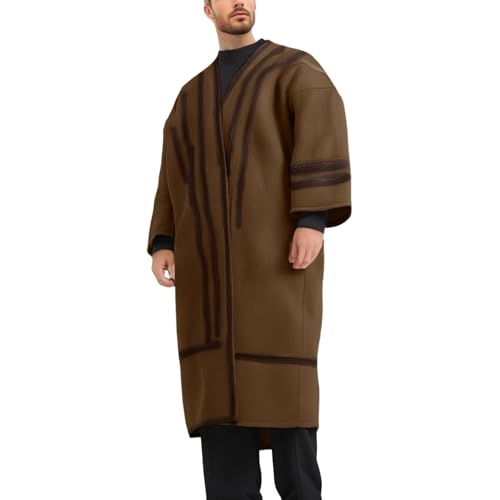 Kaftan Herren Langarm Thobe Ethnisch Roben Lose Winter Gepolstert Wildleder Robe Dubai Robe Arabisch Gebet Eid Kleidung Mittlerer Osten Ethnisch Kandoura Lang Abaya von Gefomuofe