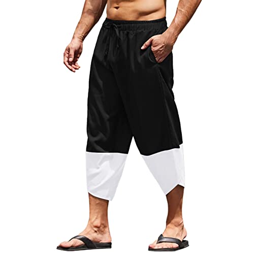 Leinenhosen Herren Jogging Hose Herren Strandhosen Leicht Sommerhose Herren Leicht Lang Leinenhose Herrenhosen Übergröße Baumwollehosen Loose Fit Freizeithose Casual Loungewear von Gefomuofe