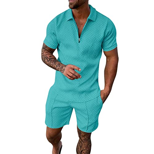 Schlafanzug Herren Kurz Pyjama Sommer Pyjama Set Shorts&T-Shirt Schlafanzüge Schlafanzug Lang Nachtwäsche Hausanzug Shorty Sleepwear Kurzarm Training Schnell-Dry-Herrenanzüge Set von Gefomuofe