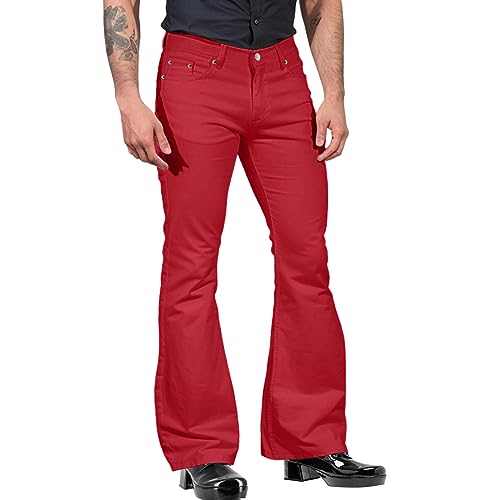 Schlaghosen für Herren Retro Flared-Jeans-Cord 70s-Style Vintage Jeans für Männer im Retro 70er-Jahre Style, Hippie Bootcut-Jeans mit großem Schlag von Gefomuofe