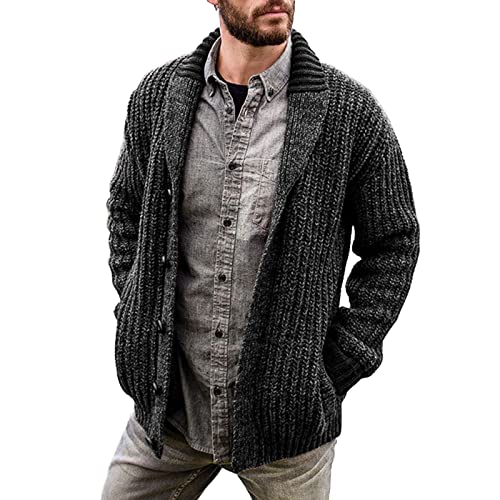 Strickjacken für Herren Winter Stehkragen Warmer Cardigan Langarm Slim Fit Pullover mit Knöpfen Lässig Gestrickter Strickmantel mit Taschen Gestrickt Cardigan Herren Wintermantel von Gefomuofe
