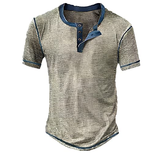 T Shirt Herren V-Ausschnitt Retro Henley Shirt Tailliert Muskelshirts Einfarbiges Kordelzug Retro Henley Shirt Tactical Shirts Combat Shirt Oversized Tshirt Herren Sommer Tops von Gefomuofe