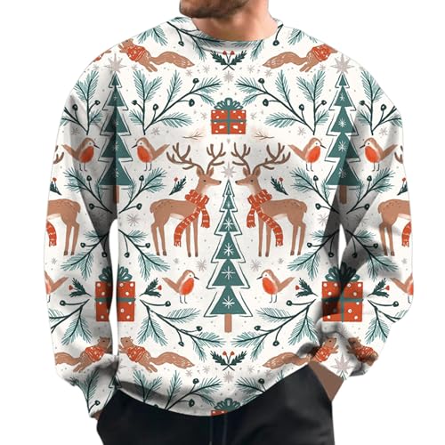 Weihnachtspullover Herren Lustig Hässlich Ugly Christmas Sweater 3D Xmas Sweatshirt Pullover Top Weihnachtsbaum Motiv Langarm Tshirt Ugly Christmas Sweater Weihnachts Sweatshirt von Gefomuofe