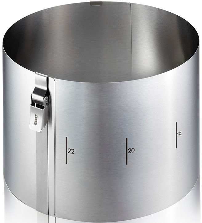 GEFU Backrahmen "TONDO CLIP" patentierter Sicherungsclip fixiert den Ring auf der gewünschten Größe von Gefu