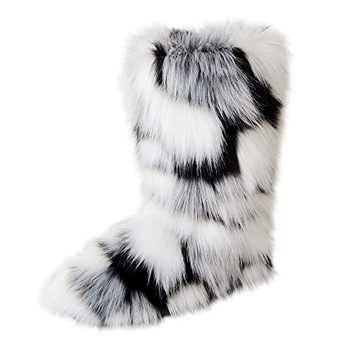 Gegefur Damen Kunstpelz Stiefel Furry Fluffy Short Snow Boot Mid-Calf Boots Warm Bequem Outdoor Flache Schuhe, Schwarz-weiße Blume, 43 EU Gegefur Damen Kunstpelz Stiefel Furry Fluffy Short Snow Boot Mid-Calf Boots Warm Bequem Outdoor Flache Schuhe, Schwarz-weiße Blume, 43 EU von Gegefur