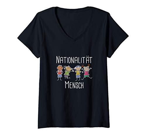 Damen Nationalität Mensch - Anti Rassismus - Diversity T-Shirt mit V-Ausschnitt Damen Nationalität Mensch - Anti Rassismus - Diversity T-Shirt mit V-Ausschnitt von Gegen Rassismus - Alle Raus