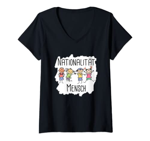 Damen Nationalität Mensch - Anti Rassismus - Diversity T-Shirt mit V-Ausschnitt von Gegen Rassismus - Alle Raus