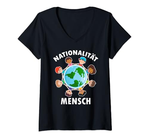 Damen Schönes "gegen Rassismus" Refugees Welcome T-Shirt mit V-Ausschnitt Damen Schönes "gegen Rassismus" Refugees Welcome T-Shirt mit V-Ausschnitt von Gegen Rassismus und gegen Rechts