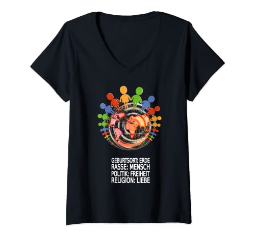 Damen Schönes "gegen Rassismus" T-Shirt mit V-Ausschnitt Damen Schönes "gegen Rassismus" T-Shirt mit V-Ausschnitt von Gegen Rassismus und gegen Rechts