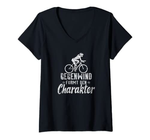 Damen Gegenwind Formt den Charakter Radfahrerin Rennrad Fahrrad T-Shirt mit V-Ausschnitt Damen Gegenwind Formt den Charakter Radfahrerin Rennrad Fahrrad T-Shirt mit V-Ausschnitt von Gegenwind Formt den Charakter Radfahrerin Rennrad
