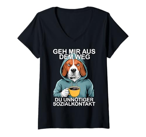 Damen Geh Mir Aus Dem Weg Du Unnötiger Sozialkontakt Beagle T-Shirt mit V-Ausschnitt Damen Geh Mir Aus Dem Weg Du Unnötiger Sozialkontakt Beagle T-Shirt mit V-Ausschnitt von Geh Mir Aus Dem Weg Du Unnötiger Sozialkontakt