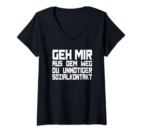 Damen Geh mir aus dem Weg du unnötiger Sozialkontakt T-Shirt mit V-Ausschnitt Damen Geh mir aus dem Weg du unnötiger Sozialkontakt T-Shirt mit V-Ausschnitt von Geh mir aus dem Weg du unnötiger Sozialkontakt
