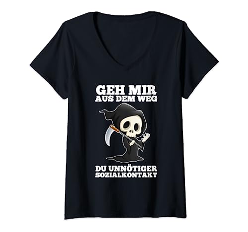 Damen Geh mir aus dem weg du unnötiger sozialkontakt lustige T-Shirt mit V-Ausschnitt Damen Geh mir aus dem weg du unnötiger sozialkontakt lustige T-Shirt mit V-Ausschnitt von Geh mir aus dem weg du unnötiger sozialkontakt