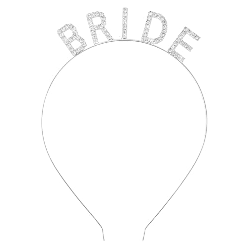 Bride Haarreif Glitzernde Strasssteine Braut-Stirnband Königin Tiara Hochzeit Kopfschmuck für Brautdusche Verlobung junggesellenabschied Bachelorette Party Haar Accessoires Frauen Mädchen (WEISS) von Gehanico