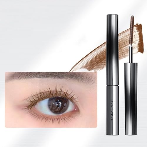 Judy Doll Mascara, Judydoll Mascara, Judydoll Curling Iron Strong Mascara,Bürstenkopf aus Metall, Waterproof Smudge-Proof, Long Lasting, Not Easy to Smudge (Braun Der Bürstenkopf ist gebogen) von Gehanico