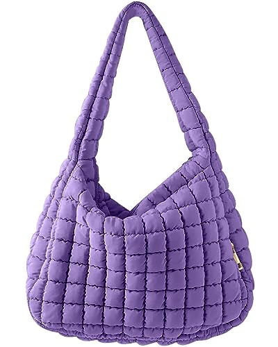 Umhängetasche Plissee Cloud Bag Damen Puffer Tote Bag Leicht Faltbare große Kapazität Schultertasche Gesteppte Handtaschen lässige Tragetaschen für Urlaub Einkaufen Street Shopping (Lila) von Gehanico