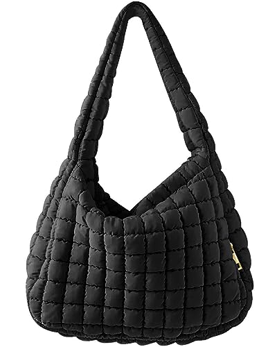 Umhängetasche Plissee Cloud Bag Damen Puffer Tote Bag Leicht Faltbare große Kapazität Schultertasche Gesteppte Handtaschen lässige Tragetaschen für Urlaub Einkaufen Street Shopping (Schwarz) von Gehanico