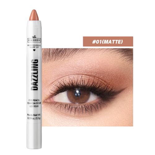 Wasserfester Glitzer-Lidschattenstift Make-up-Stift Funkelndes Kosmetischer Smokey Eye Looks Lang Anhaltendes Bunt Creme Lidschattenstift, Schnell Trocknendes (Matte) von Gehanico