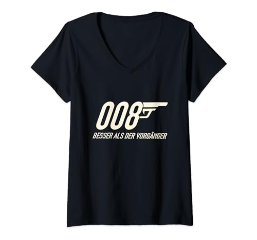 Damen British Secret Agent 007+1, Besser als Vorgänger T-Shirt mit V-Ausschnitt Damen British Secret Agent 007+1, Besser als Vorgänger T-Shirt mit V-Ausschnitt von Geheimagent 007 mal anders, spaßiger Spruch