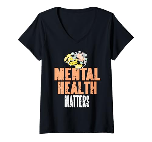 Damen Mental Health Matters Bewusstsein für Seelenwohl T-Shirt mit V-Ausschnitt Damen Mental Health Matters Bewusstsein für Seelenwohl T-Shirt mit V-Ausschnitt von Gehirngesundheit Therapie und Achtsamkeit