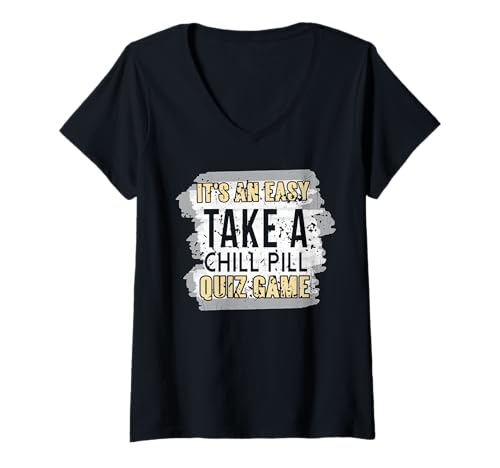 Damen Nimm eine Pause Lustige Quiz Kopfspiel Idee T-Shirt mit V-Ausschnitt von Gehirnjogging Spaßspieler