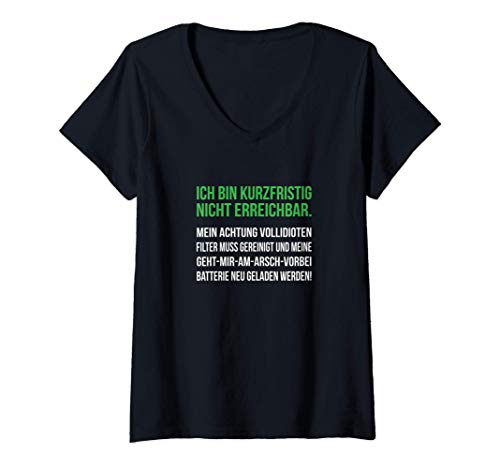 Damen Kurzfristig Nicht Erreichbar Mein Achtung Vollidioten Filter T-Shirt mit V-Ausschnitt Damen Kurzfristig Nicht Erreichbar Mein Achtung Vollidioten Filter T-Shirt mit V-Ausschnitt von Geht Mir Am Arsch Vorbei Batterie Ich Bin Mann