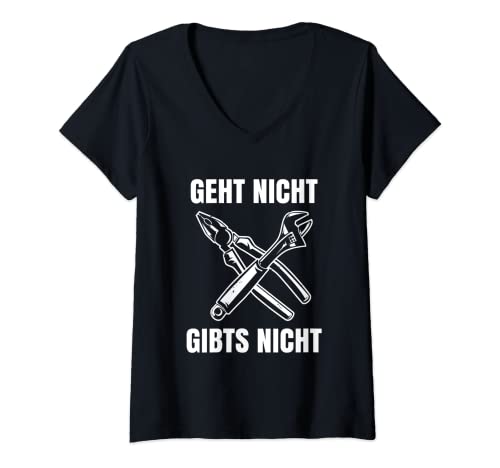 Damen Handwerker Schrauber Heimwerker Geht Nicht Gibts Nicht T-Shirt mit V-Ausschnitt Damen Handwerker Schrauber Heimwerker Geht Nicht Gibts Nicht T-Shirt mit V-Ausschnitt von Geht Nicht Gibts Nicht Heimwerker