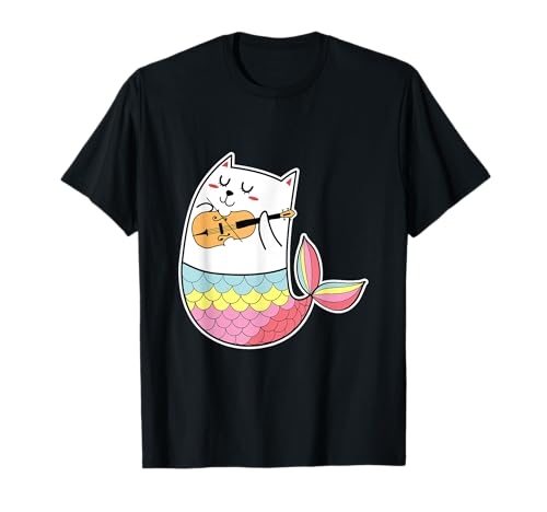 Geigenspieler Mädchen Kleidung Geige Meerjungfrau Katze T-Shirt Geigenspieler Mädchen Kleidung Geige Meerjungfrau Katze T-Shirt von Geige Meerjungfrau Katze Accessoire für Kinder