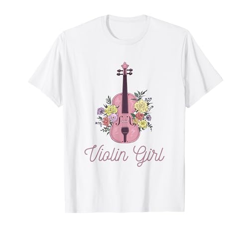 Geige mit Blumen Accessoire Violine Girl T-Shirt Geige mit Blumen Accessoire Violine Girl T-Shirt von Geige Musiker Geschenke Florales Design Frauen