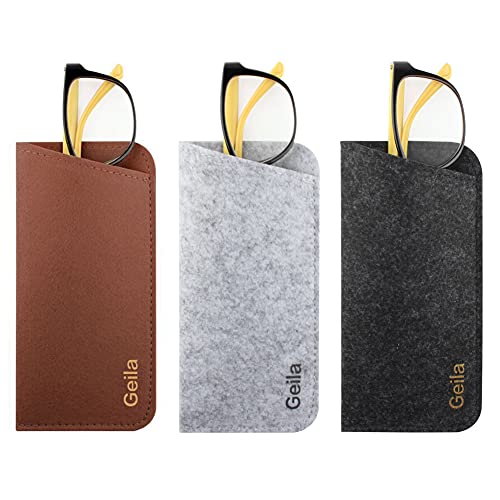 3 Pack Brillenetuis – Einstecktasche aus weichem Filz – Aufbewahrungstasche für Brillen Make-up-Etui 3 Pack Brillenetuis – Einstecktasche aus weichem Filz – Aufbewahrungstasche für Brillen Make-up-Etui von Geila