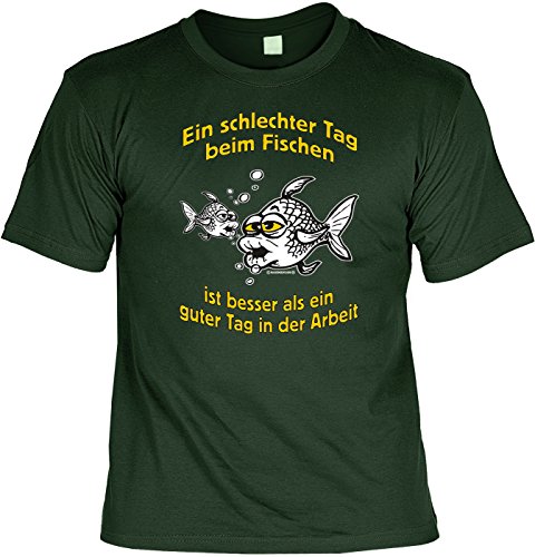 Angler T-Shirt EIN schlechter Tag beim Fischen Shirt 4 Heroes Geburtstag Geschenk geil Bedruckt mit Angler-Urkunde von Geile-Fun-T-Shirts
