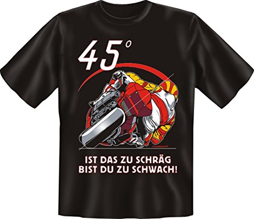 Biker T-Shirt 45 Grad zu schräg Shirt 4 Heroes Geburtstag Geschenk geil Bedruckt mit Biker-Urkunde von Geile-Fun-T-Shirts