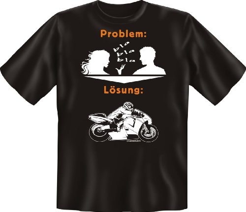 Biker T-Shirt Problem Lösung Bike Shirt 4 Heroes Geburtstag Geschenk geil Bedruckt mit Biker-Urkunde von Geile-Fun-T-Shirts