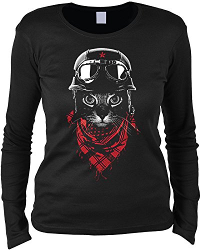 Damen Langarmshirt Biker Katze Shirt 4 Heroines Geburtstag Geschenk geil Bedruckt von Geile-Fun-T-Shirts