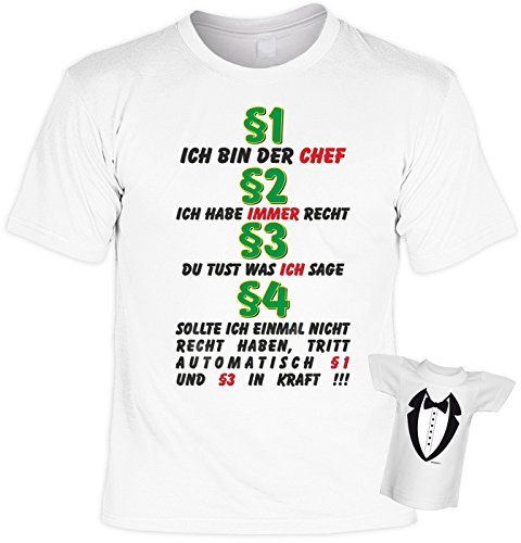 Fun T-Shirt Paragraph 1 - Ich Bin der Chef Shirt Bedruckt Geschenk Set mit Mini Flaschenshirt von Geile-Fun-T-Shirts