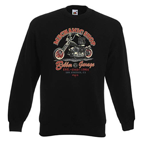 Geile-Fun-T-Shirts Biker Sweatshirts Herren Pullover - Mechanic Shop - Bobber Garage - Coole Männer Sweater schwarz Motorradfahrer-Geschenke mit hochwertigem Druck von Geile-Fun-T-Shirts