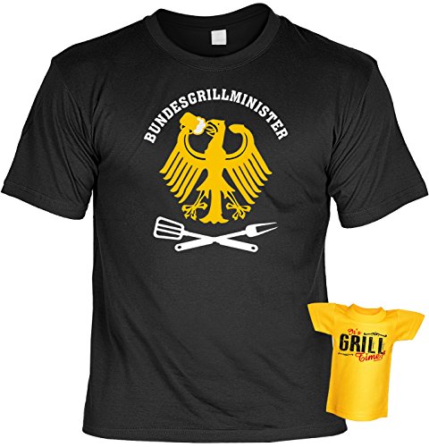 Griller T-Shirt Bundesgrillminister Grill BBQ Shirt geil Bedruckt Geschenk Set mit Mini Flaschenshirt von Geile-Fun-T-Shirts
