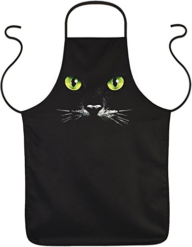 Grillschürze für Männer mit Katzen-Motiv Schwarze Katze | Grill Schürze Kochschürze lustig Baumwolle schwarz | lustige Geschenke zum Thema BBQ Grillen Grillzubehör von Geile-Fun-T-Shirts