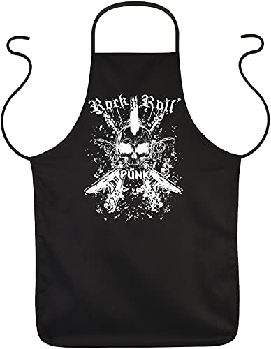 Grillschürze für Männer mit Motiv "Rock'n'Roll Punk" | Grill Schürze Kochschürze lustig Baumwolle schwarz | lustige Geschenke zum Thema BBQ Grillen Grillzubehör von Geile-Fun-T-Shirts