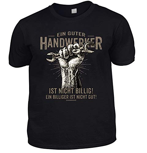 Handwerker T-Shirt Herren schwarz - EIN guter Handwerker ist Nicht billig - lustige Fun Shirts 4 Heroes Geburtstagsgeschenk-Set für Männer mit Urkunde von Geile-Fun-T-Shirts