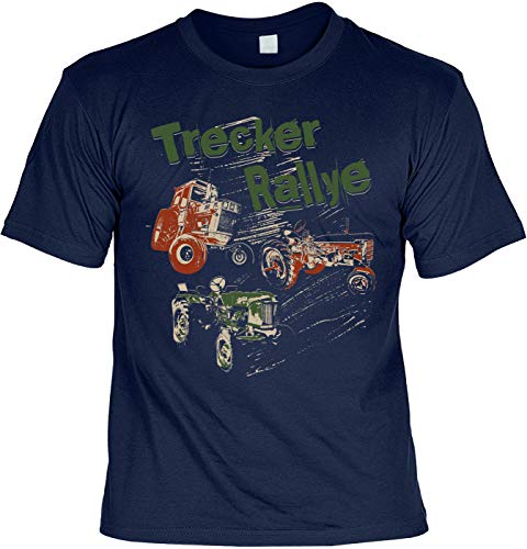 Herren Freizeit Shirt mit Traktor-Motiv blau - Trecker Rallye - Coole Männer Tshirts 4 Heroes kultige Maenner Geschenke zum Gebutstag oder Vatertag von Geile-Fun-T-Shirts