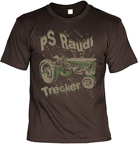 Herren Freizeit Shirt mit Traktor-Motiv braun - PS Raudi Trecker - Coole Männer Tshirts 4 Heroes kultige Maenner Geschenke zum Gebutstag oder Vatertag von Geile-Fun-T-Shirts