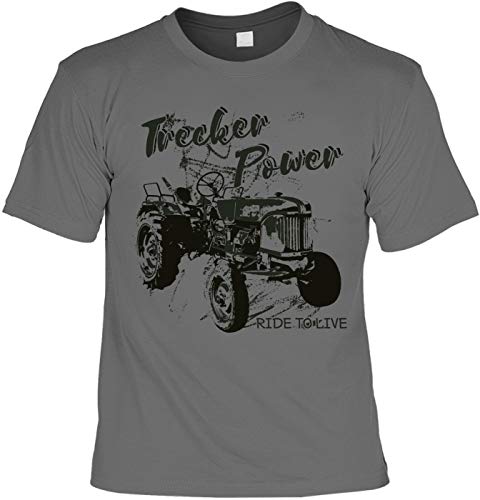 Herren Freizeit T-Shirt mit Traktor-Motiv grau - Trecker Power - Coole Männer Tshirts 4 Heroes kultige Maenner Geschenke zum Gebutstag oder Vatertag von Geile-Fun-T-Shirts