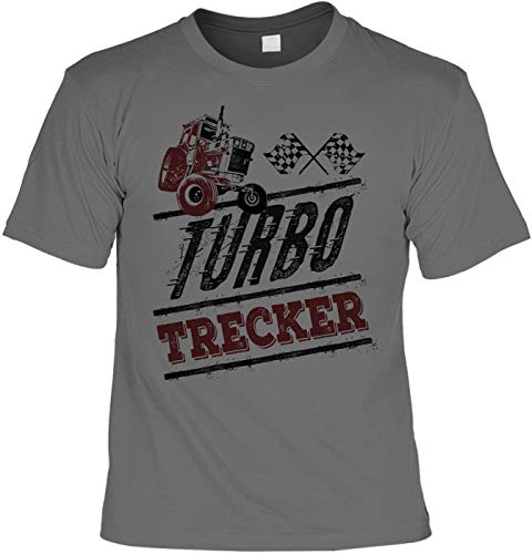 Herren Freizeit Shirt mit Traktor-Motiv grau - Turbo Trecker - Coole Männer Tshirts 4 Heroes kultige Maenner Geschenke zum Gebutstag oder Vatertag von Geile-Fun-T-Shirts